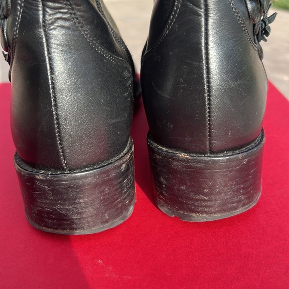 VALENTINO FLOWER COMBAT MOTO BOOTS BLACK 8 - Picture 8 of 14